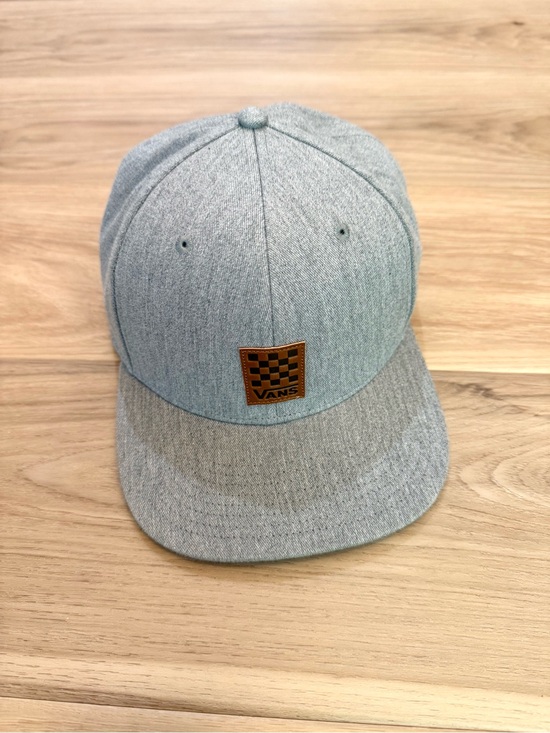Vans Other - Vans Gray Snapback Hat Checkerboard Logo Flat Brim Cap Mens Like New